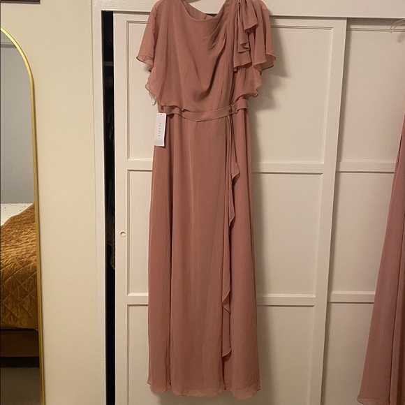 Azazie Dresses & Skirts - NWT Azazie Aaliyah A-Line Scoop Pleated Chiffon Dress Dusty Rose A16